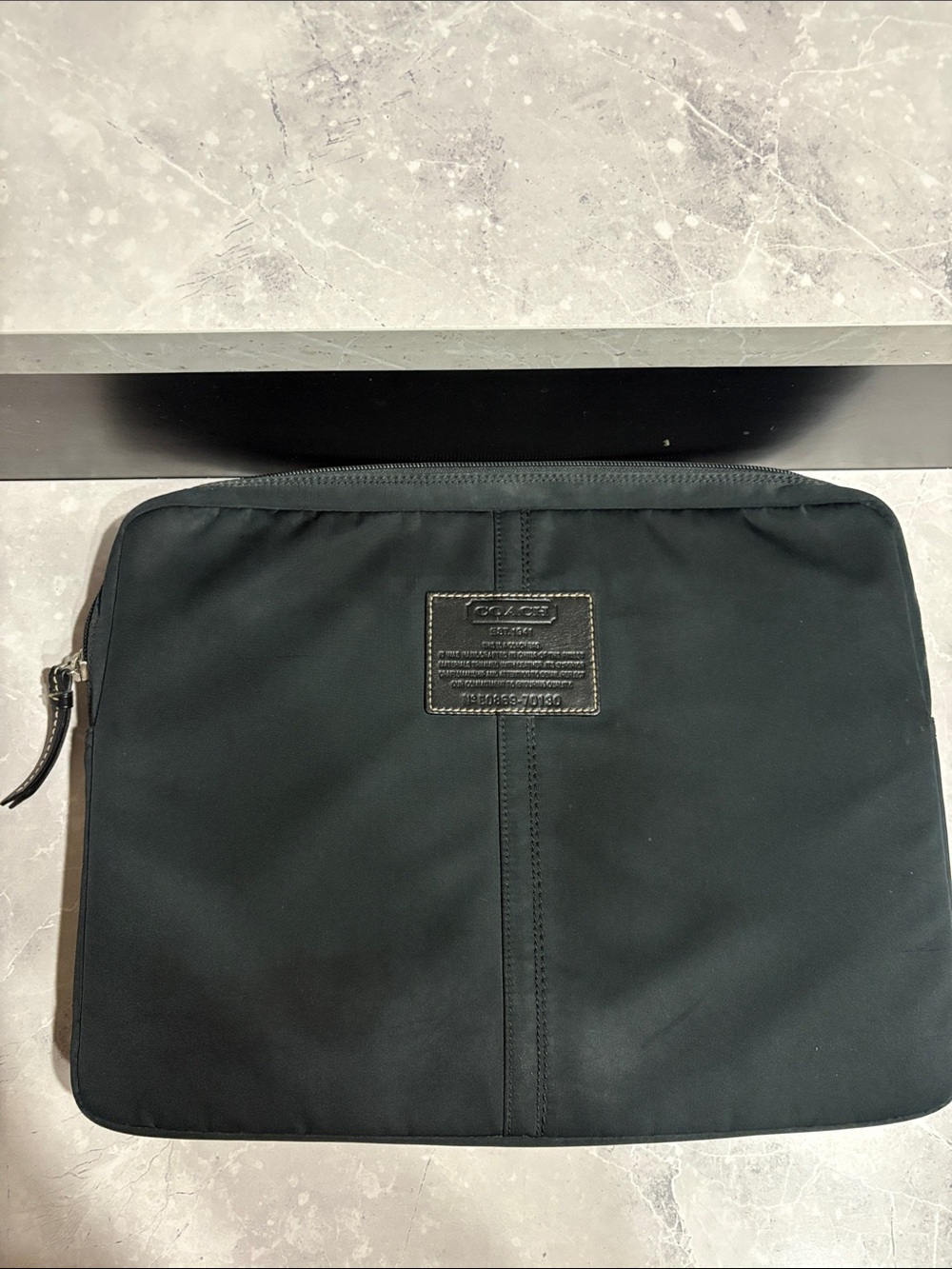 Coach Black Nylon Laptop Sleeve with Leather Trim